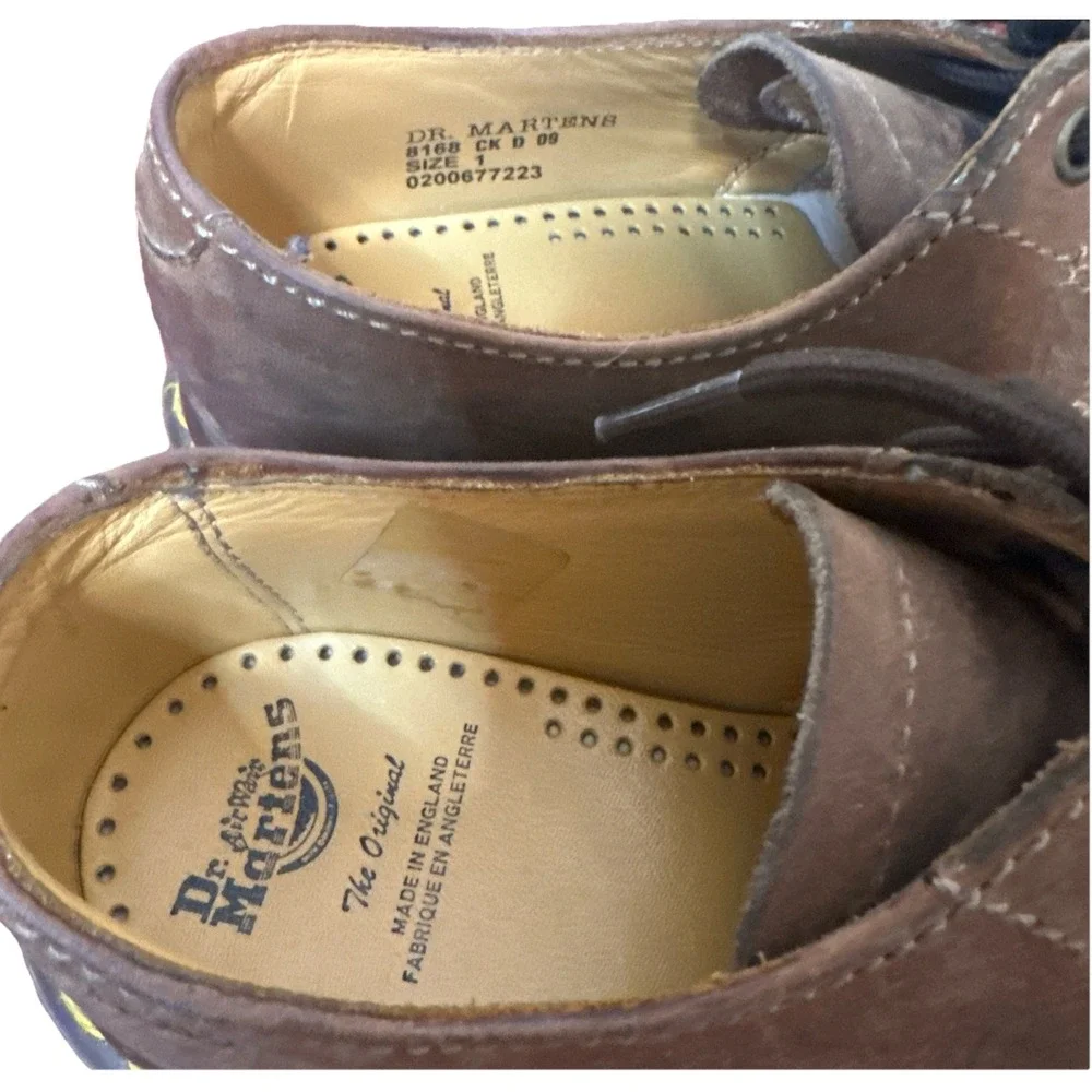 VINTAGE Dr Martens 1561 US Youth 1 Made In England Brown Leather‎ Oxford Shoe